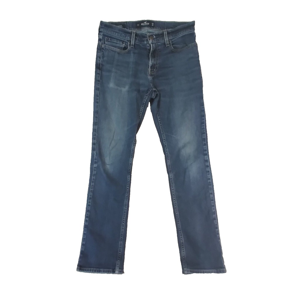 Hollister jeans men's 30 x 32 slim straight blue flex stretch denim pants retro